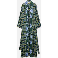 Seda Pijamas Dorothee Schumacher Printed Silk Jacquard Pajama Coat - Blue