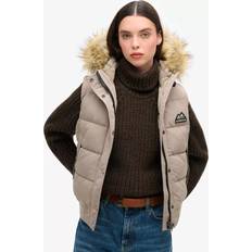 Beige Vests Superdry Everest Faux Fur Gilet - Deep Beige