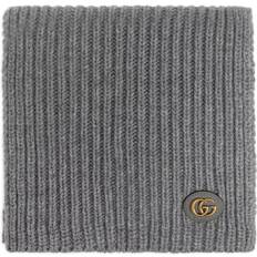 Gucci Women Scarfs Gucci Logo Patch Knit Scarf - Grey