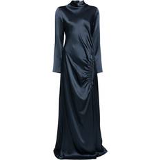 LaPointe Ruched Satin Dress - Blue