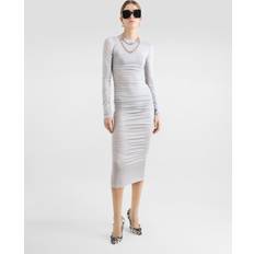 Dolce & Gabbana Grey Dresses Dolce & Gabbana Draped Wool Jersey Calf-length Dress Gray