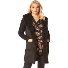 Black Coats Roman Faux Shearling Knit Coatigan - Black