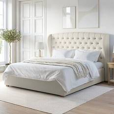 Safina Cream Fabric Super King Ottoman Bed Headboard