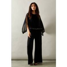 Sequins Jumpsuits & Overalls Wallis Occasion Sequin Overlay Jumpsuit - Black