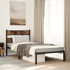Beds & Mattresses Berkfield Home Metal Bed Frame 90x200 cm Smoked Oak