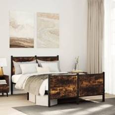 Beds & Mattresses Berkfield Home Metal Bed Frame 120x190 cm Smoked Oak