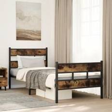 Beds & Mattresses Berkfield Home Metal Bed Frame 90x200 cm Smoked Oak