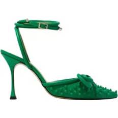 Double Bow Studded Heels Green