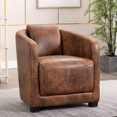 B&Q Leathers Armchairs B&Q Faux Leather Suede Brown Aviator Tub Chair Armchair
