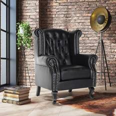 B&Q Armchairs B&Q Faux Leather Balmoral Wing Back Chair Armchair
