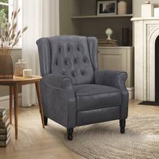 B&Q Armchairs B&Q Faux Leather Suede Grey Wingback Chair Armchair