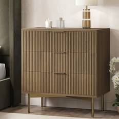 Valencia Dark Wood Ribbed 3 Drawers Chest of Drawer