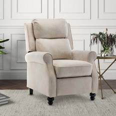 B&Q Armchairs B&Q Recliner Manual Chair Cream Faux Leather Suede Armchair