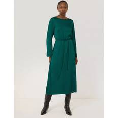 Jigsaw Satin Back Boat Neck Dress - Green