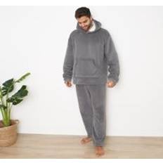 Dreamscene Sherpa Fleece Pyjama Set - Charcoal/Grey