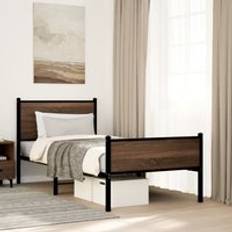Beds & Mattresses Berkfield Home Metal Bed Frame 90x200 cm Brown Oak