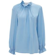 Tessuto Bluse Ruffle Neck Blouse - Blue