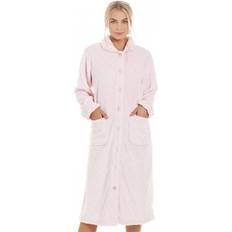 Pink Coats Camille Womens Button Up Diamond Housecoat - Pink