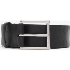 Burberry Men Belts Burberry Check Leather Belt - Black