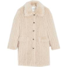 Apparis Long Collar Buttoned Faux-Fur Coat - Neutrals