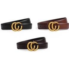 Gucci Accessories Gucci Inspired Leather Buckle Belt - Black/Caramel/Or Coffee