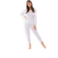 Women's Thermal Long Sleeve Top and Pants Set - White