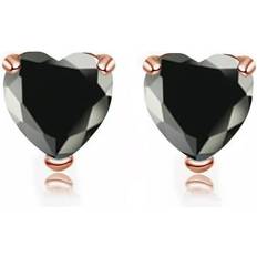 9k - Sapphire Earrings Paris Jewelry, Paris Jewelry 24k Rose Gold Ct Heart Created Black Sapphire Stud Earrings Plated