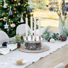 Silver Candle Holders Metal with Glass Bowl 20 x W20 x H9.5 cm Candle Holder