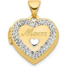 Charms & Pendants Finest Gold Yellow Crystal Mom Heart Locket Pendant