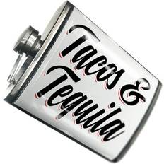 Bar Equipment Neonblond Vintage Lettering Tacos and Tequila Hip Flask