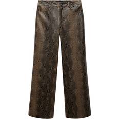 Mango Women Trousers & Shorts Mango Straight Snakeskin-Effect Trousers - Beige