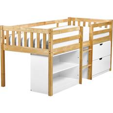 White Childbeds Beliani Wooden Kids Mid Sleeper Bed With Storage Eu
