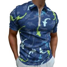 Whale Shark Mens Zip Up Polo Shirt - Blue