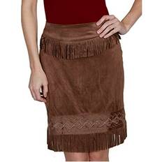 Microfiber Skirts Scully Chocolate Microfiber Short Skirt - Fringe Emb
