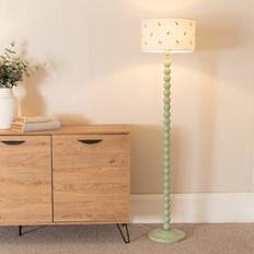 Green Floor Lamps ValueLights Bobbins Sage Green with Lemon Embroidered Shade Floor Lamp