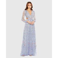 Clothing Mac Duggal Long Sleeve Embellished Cut Out A-Line Gown - Periwinkle