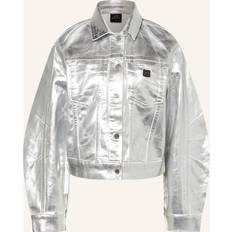 Armani Exchange Dame Jakker Armani Exchange Jeansjacke mit Label-Badge - Silber