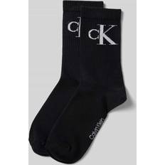 Cotton Monogram Crew Socks - Black