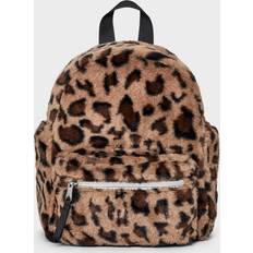 Leopard School Bags Art Class Mini Faux Fur Leopard Print Backpack -