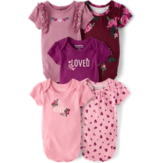 Babies Bodysuits The Children's Place Floral Bodysuit 5-Pack - Pink Ribbon