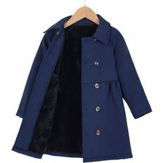 Fleece Jackets Girl's Flannel Trench Coat - Blue