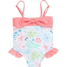 Bow Swimwear Children's Clothing Zuwimk Baby Girl Long Sleeve Floral Ruffles Swimsuit - One Piece