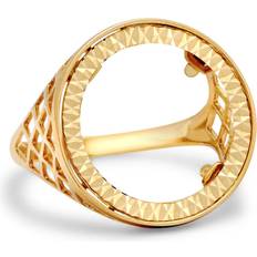 Gold Rings Jewelco London Solid Basket Half Sovereign Coin Mount Ring - Yellow Gold