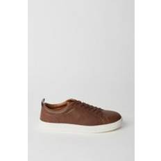 Smart Faux Leather Trainers - Brown