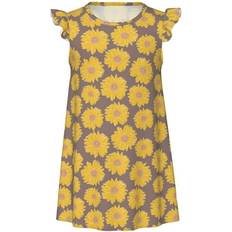 Square Nightwear Children's Clothing Disketp Sunflower Print Nightgown - Flutter Short Sleeves