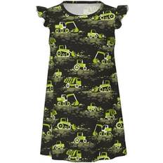 Green Nightgowns Disketp Excavator Print Flutter Short Sleeves Nightgown - Light Green