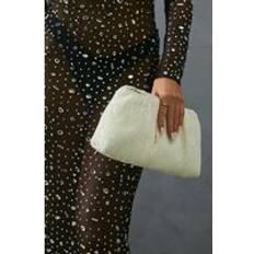 Misspap Ruched Sequin Clutch Bag - White