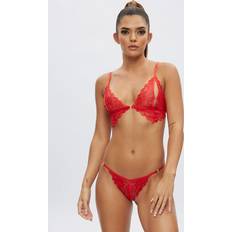 Red Lingerie Sets Ann Summers Diamond Kiss Bra and Crotchless Thong Set - Red