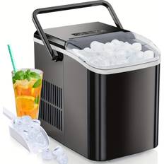 Ice Makers Temu Countertop Ice Maker, Portable Ice Machine Self-cleaning, 9 Cubes In 6 Mins, 26.5lbs/24hrs, 2 Sizes Of Bullet Ice, With Ice Basket And Handle, Ice