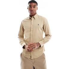 Beige Shirts Polo Ralph Lauren Icon Logo Slim Fit Garment Shirt - Beige/Neutral